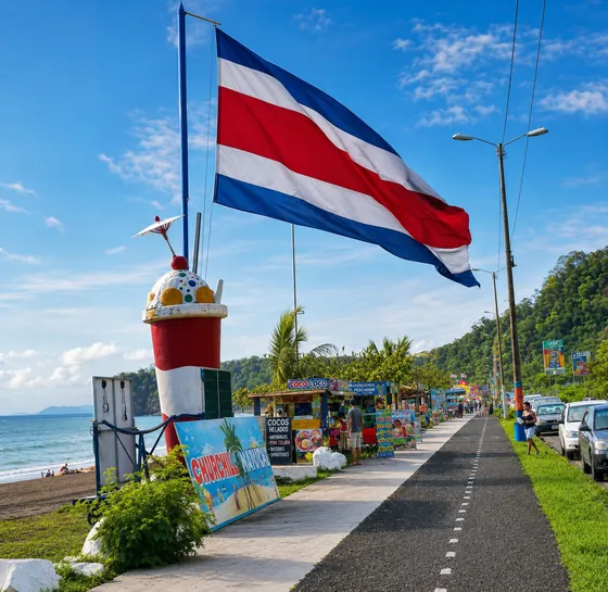 Food stands at Playa Caldera beach near Bella Vista, Costa Rica
