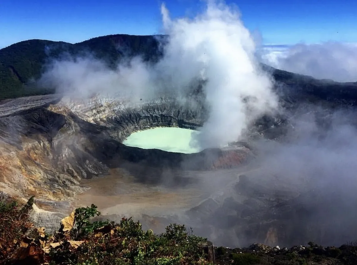 Poás Volcano crater in Costa Rica