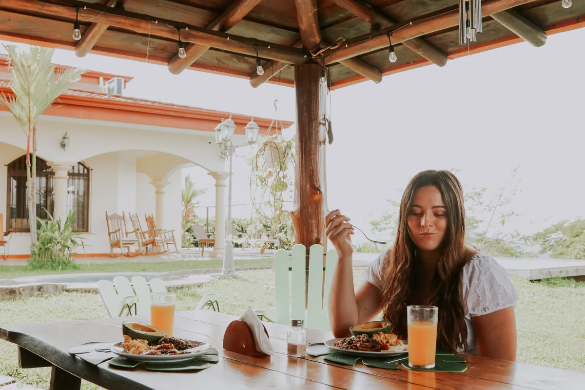 A home-cooked Costa Rican meal served on a private terrace
